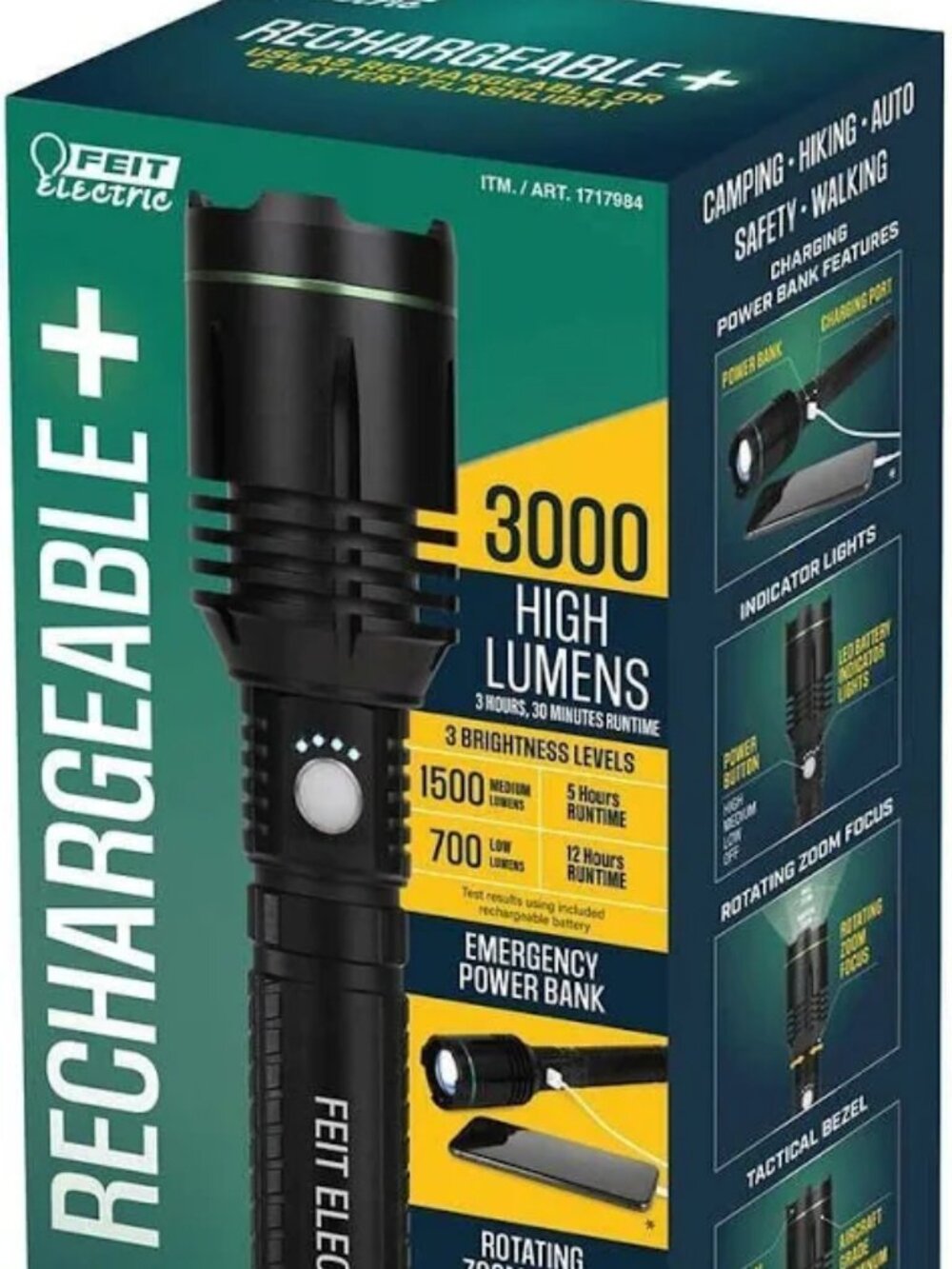 Feit Electric Rechargeable LED Flashlight – Powerful 11.7” Torch